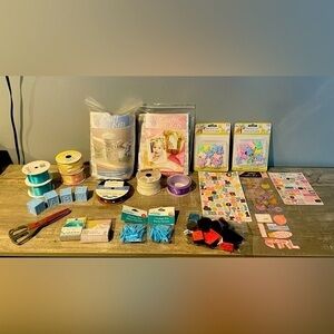 Craft Bundle Baby Shower Ribbon Craft Kits Stickers Scrapbook Gender Reveal